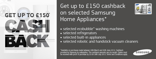 Samsung Kitchen Appliances Cashback Promotion - Up To £150! Samsung Kitchen Appliances Cashback Promotion - Up To £150!