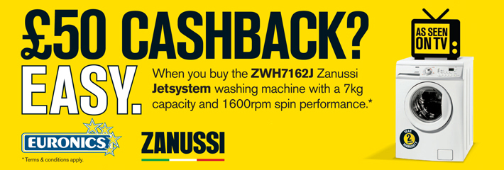 Zanussi ZWH7162J Cashback Promotion Zanussi ZWH7162J Cashback Promotion