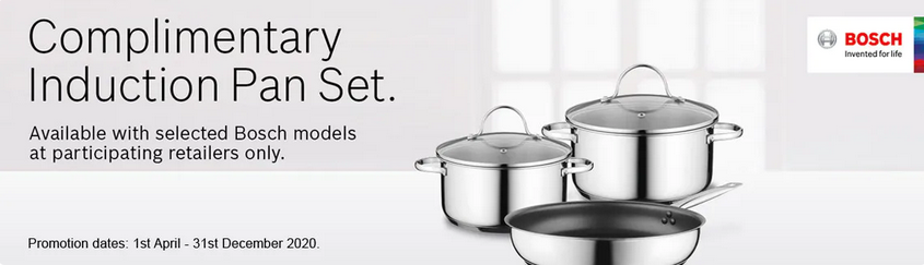 Bosch Induction Hob Promotion - Free Pan Set - Bosch Stockist Northern Ireland - Bosch Deals At Dalzells Belfast Northern Ireland and Dublin Ireland