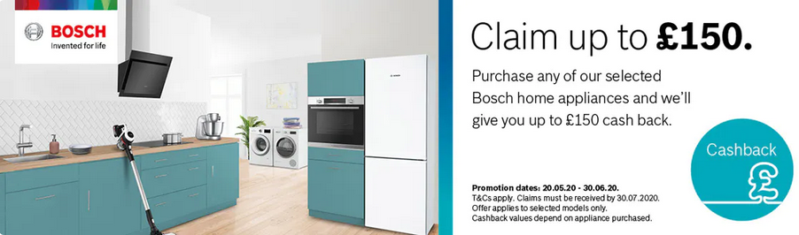 Bosch Kitchen Appliances - Cashback Promotion - Up To £150 - Bosch Deals Belfast and Dublin