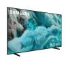 Angled side view of Samsung 85 inch QLED TV showcasing slim profil