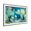 Angled side view showing slim profile of Samsung 43 inch The Frame TV