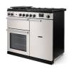 Angled view of Rangemaster Professional 100 Ivory Range Cooker showing contemporary styling
