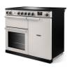 Angled view of Rangemaster Professional 100 Ivory Range Cooker showing contemporary styling