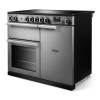 Angled view of Rangemaster Professional 100 Stainless Steel Range Cooker showing contemporary styling