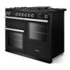 Angled view of Rangemaster Professional 110 Charcoal Black Range Cooker showing contemporary styling