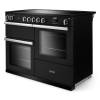 Angled view of Rangemaster Professional 110 Charcoal Black Range Cooker showing contemporary styling