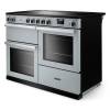 Angled view of Rangemaster Professional 110 Misty Blue Range Cooker showing contemporary styling