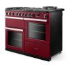 Angled view of Rangemaster Professional Deluxe 110 Bordeaux Range Cooker showing contemporary styling