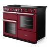 Angled view of Rangemaster Professional Deluxe 110 Bordeaux Range Cooker showing contemporary styling