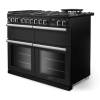 Angled view of Rangemaster Professional Deluxe 110 Charcoal Black Range Cooker with dedicated slow cooker