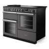Angled view of Rangemaster Professional Deluxe 110 Slate Range Cooker showing contemporary styling