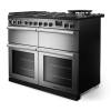 Angled view of Rangemaster Professional Deluxe 110 Stainless Steel Range Cooker with dedicated slow cooker