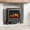 Aurora Rio Electric Fire front view with realistic flame effect and deluxe log set