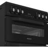 Black Hotpoint gas cooker with large oven and separate grill cavity