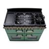 Close up of the dials on the Rangemaster 110cm classic deluxe dual fuel range cooker with chrome trim