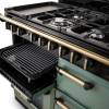 Close up of the pullout grill on the Rangemaster 110cm classic deluxe dual fuel range cooker with chrome trim