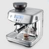 Close-up of Sage Barista Pro conical burr grinder and bean hopper