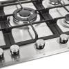 Close-up of control knobs and cast iron supports