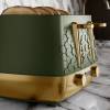Close-up view of variable browning controls on Olivine Green Cassini toaster
