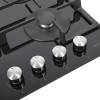 Detail of stainless steel control knobs and front panel