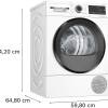 Dimensions of Bosch Series 6 WQG24500GB tumble dryer in white finish