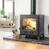 Druid 30kw Boiler Stove in matt black finish with large glass viewing window