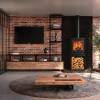 EcoDesign Stovax Riva2 55 Freestanding stove on log store base in modern room