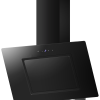 Front view of Culina ANG70BK 70cm angled black glass cooker hood with touch control