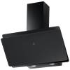Front view of Culina ICON80H 80cm angled black glass cooker hood with LED touch controls