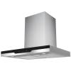 Front view of Culina ICONBOX70.1 70cm box-style cooker hood in stainless steel and black glass