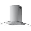 Front view of Culina ISLA90SS 90cm curved glass island cooker hood in stainless steel and glass finish