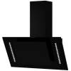 Front view of Culina UBARUNW7 70cm angled black glass cooker hood with ambient lighting