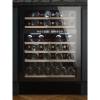 Front view of Culina UBBKWC60 60cm freestanding wine cooler with black finish and wooden shelves