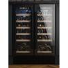 Front view of Culina UBBKWC60DD 60cm dual-zone wine cooler with twin doors in black and LED display