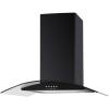 Front view of Culina UBSCG60BK 60cm black curved glass cooker hood with push button controls