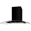 Front view of Culina UBSCG90BK 90cm black curved glass cooker hood with push button controls