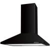 Front view of Culina UBSCH60BK.1 60cm black chimney cooker hood with push button controls