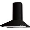 Front view of Culina UBSCH70BK 70cm black chimney cooker hood with push button controls