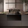 Front view of Elica Lhov 3-in-1 built-in hob, oven and extractor in black glass