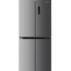 Front view of Indesit INGF6421XP4UK four door American fridge freezer in stainless steel