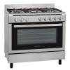 Front view of NordMende CSG92IX 90cm dual fuel range cooker in stainless steel