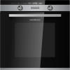 Front view of NordMende SOP525IX built-in oven with black glass and stainless steel handle