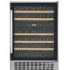 Front view of NordMende WC46IX dual zone wine cooler with stainless steel trim