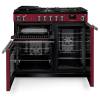 Front view of Rangemaster Professional 100 Bordeaux Dual Fuel Range Cooker showing oven doors and controls