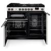 Front view of Rangemaster Professional 100 Ivory Dual Fuel Range Cooker showing oven doors and controls