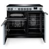 Front view of Rangemaster Professional 100 Misty Blue Induction Range Cooker showing oven doors and controls