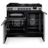 Front view of Rangemaster Professional 100 Stainless Steel Dual Fuel Range Cooker showing oven doors and controls