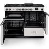 Front view of Rangemaster Professional 110 Ivory Dual Fuel Range Cooker showing oven doors and controls