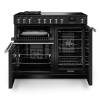 Front view of Rangemaster Professional Deluxe 100 Charcoal Black Induction Range Cooker showing oven doors and controls